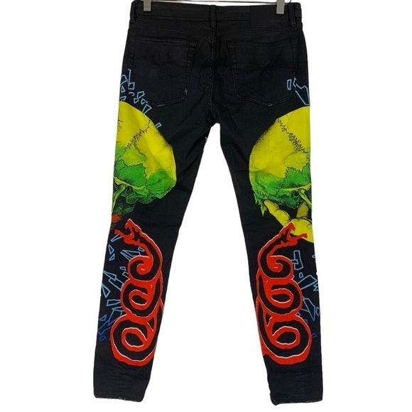 R13 Kate Low Rise Slim Straight Leg Limited Edition Metallica Jeans Size 27 - Picture 3 of 14